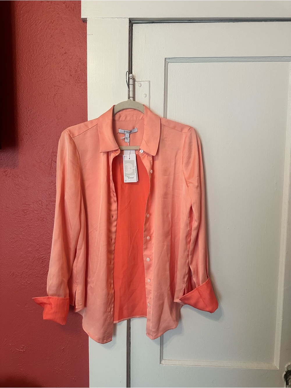 10 Crosby Derek Lam Coral Ombre Button-Down Shirt